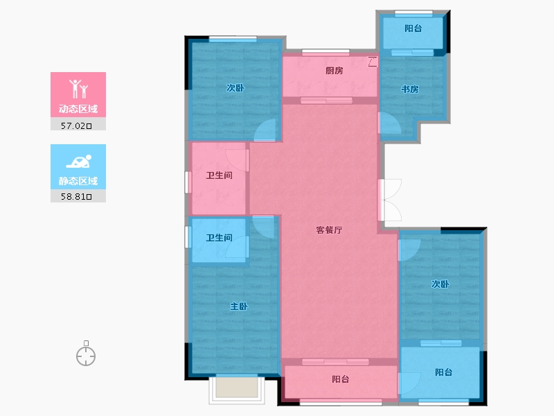 甘肃省-酒泉市-天诚·壹号公馆住宅小区-105.27-户型库-动静分区