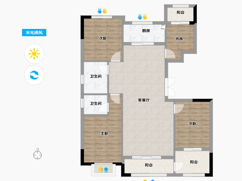 甘肃省-酒泉市-天诚·壹号公馆住宅小区-105.27-户型库-采光通风