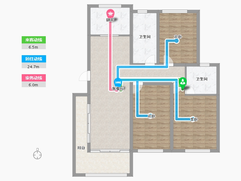 山东省-济宁市-水岸雅居-111.65-户型库-动静线