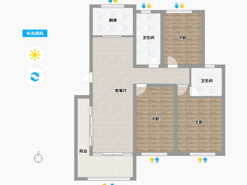 山东省-济宁市-水岸雅居-111.65-户型库-采光通风