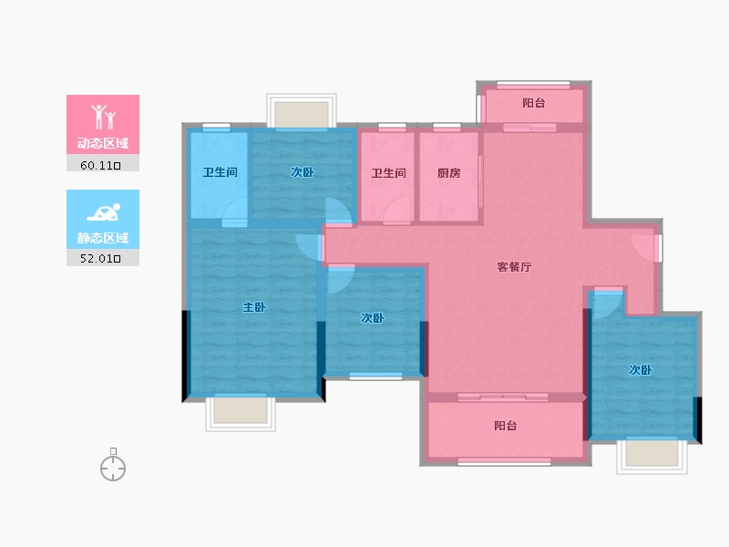 湖北省-黄冈市-国鼎首府·万得天地-108.00-户型库-动静分区