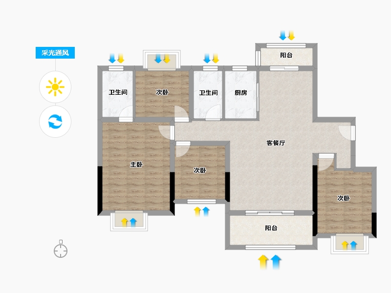 湖北省-黄冈市-国鼎首府·万得天地-108.00-户型库-采光通风