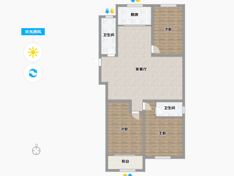 山东省-济宁市-水岸雅居-121.59-户型库-采光通风