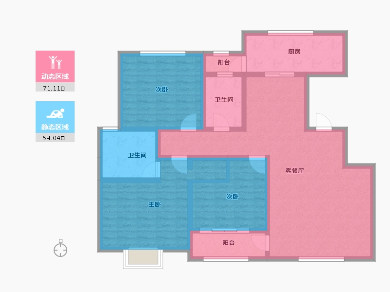 山东省-济宁市-金凤理想城-111.19-户型库-动静分区