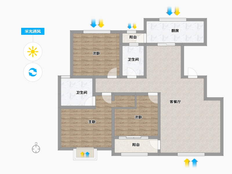 山东省-济宁市-金凤理想城-111.19-户型库-采光通风