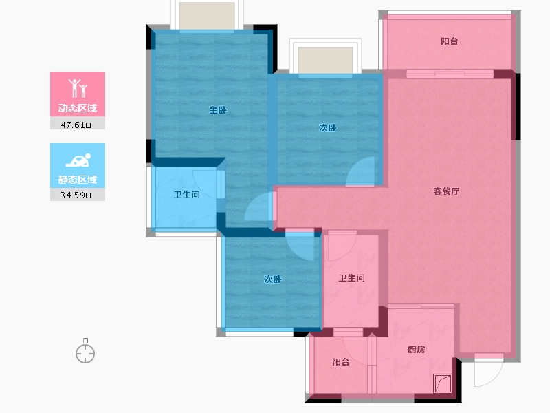 四川省-内江市-邦泰·大学城1号-72.11-户型库-动静分区