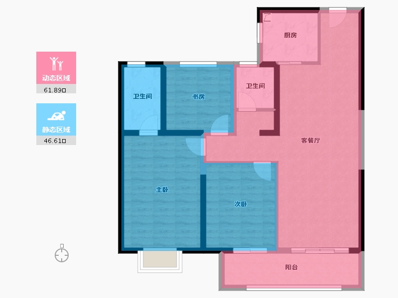 江苏省-连云港市-香江悦湖春天·商业-96.80-户型库-动静分区