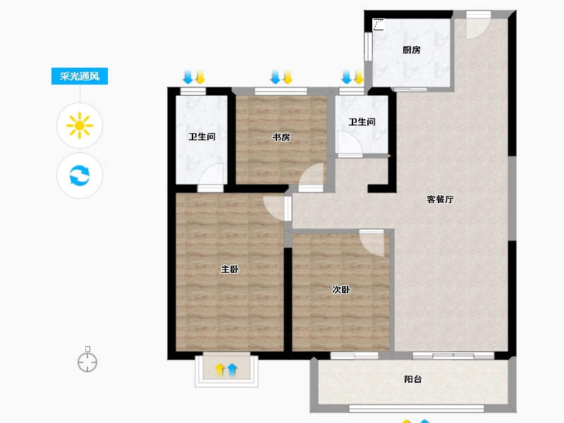 江苏省-连云港市-香江悦湖春天·商业-96.80-户型库-采光通风