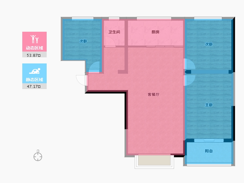 河南省-洛阳市-隆华御花园-90.66-户型库-动静分区