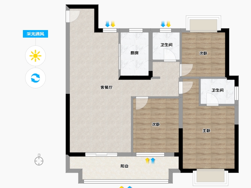 湖北省-黄石市-大冶·中梁首府-91.77-户型库-采光通风