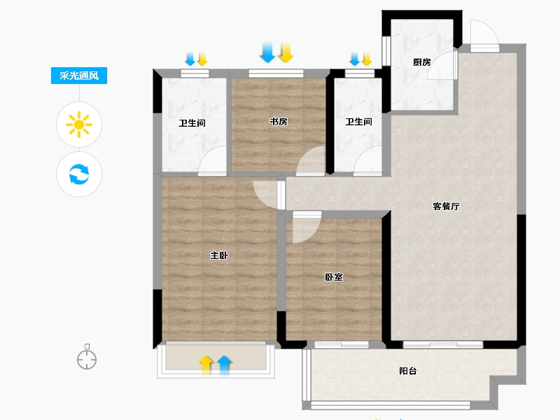 河南省-安阳市-安阳建业城三期云著-88.00-户型库-采光通风