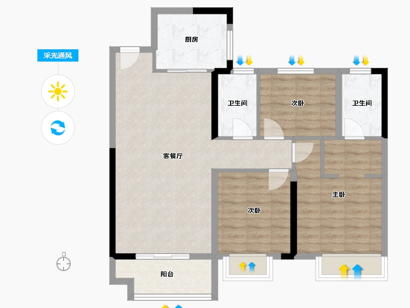 湖北省-黄石市-大冶·中梁首府-83.67-户型库-采光通风