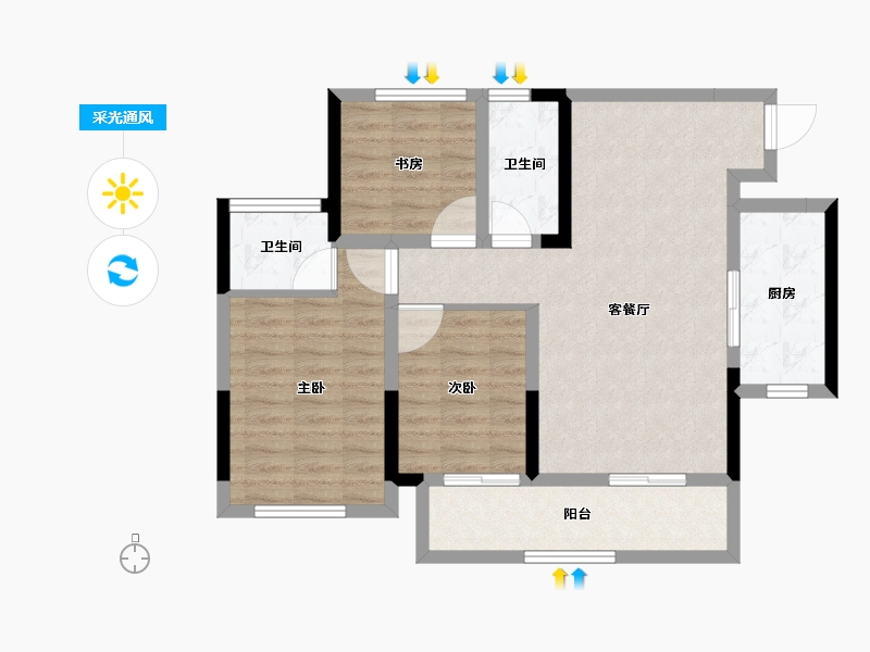 四川省-内江市-西城世家-80.03-户型库-采光通风