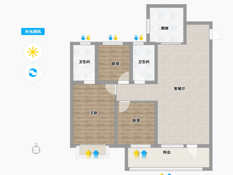 山东省-济宁市-保利时光印象-98.40-户型库-采光通风