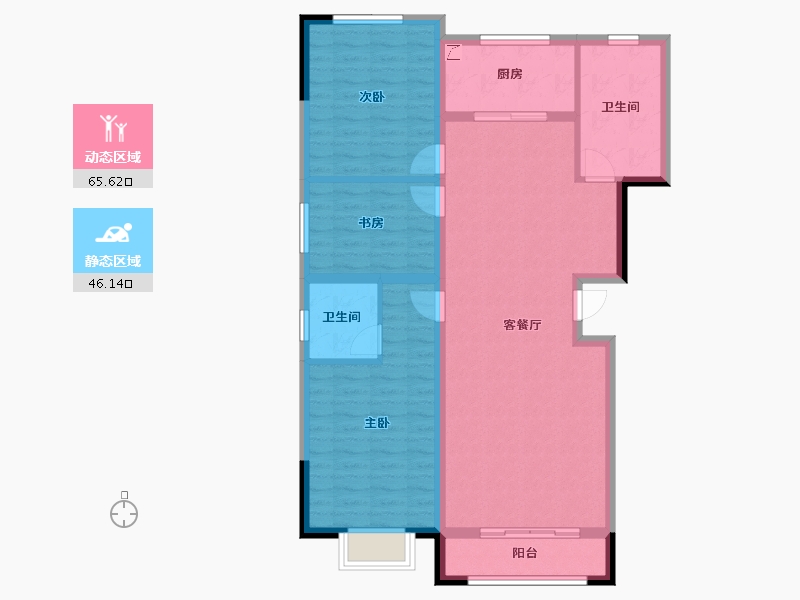 甘肃省-酒泉市-天诚·壹号公馆住宅小区-100.81-户型库-动静分区