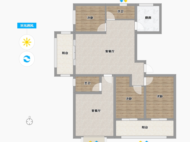 山东省-济宁市-睿湖印象-123.85-户型库-采光通风