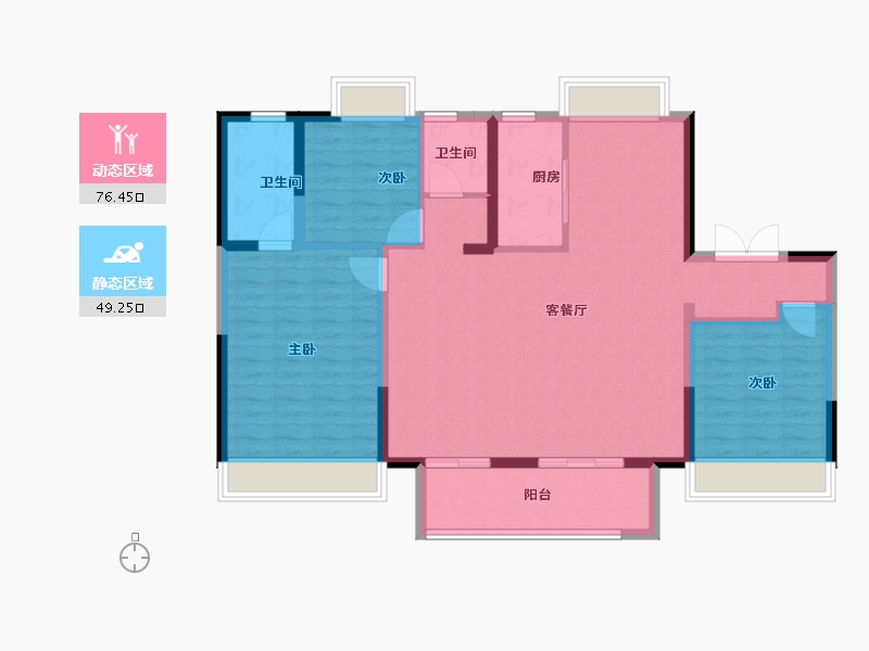 江苏省-宿迁市-钟吾·正荣府-114.40-户型库-动静分区