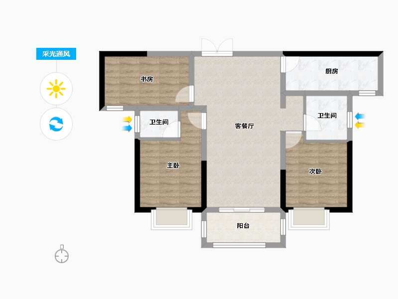 甘肃省-庆阳市-澳恺华庭-90.00-户型库-采光通风