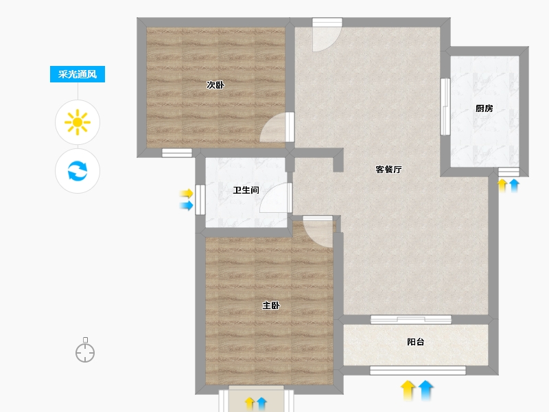 山东省-济宁市-西岸华府二期-71.45-户型库-采光通风