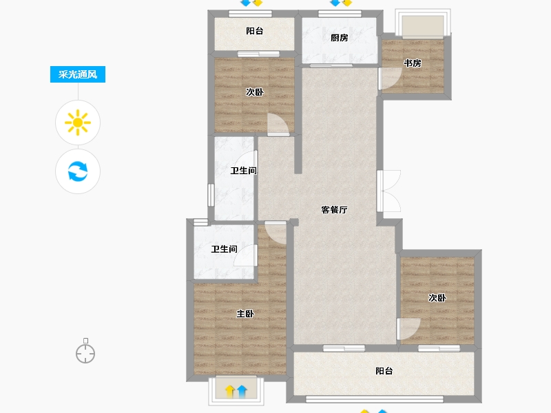 广西壮族自治区-贵港市-向南居未来城-96.90-户型库-采光通风