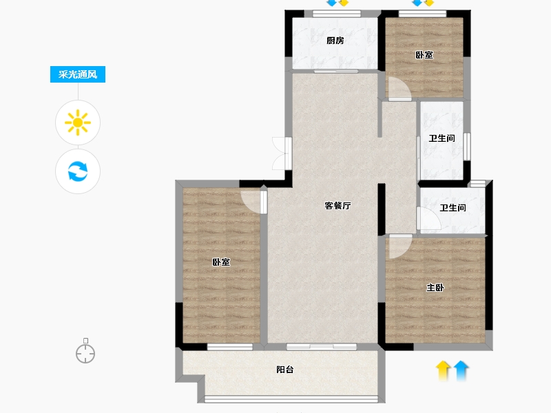 河南省-漯河市-攀恒泰和院-94.91-户型库-采光通风