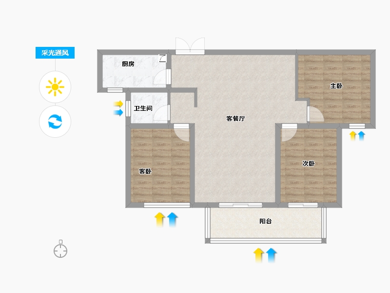 山东省-菏泽市-曹县天润城-90.71-户型库-采光通风