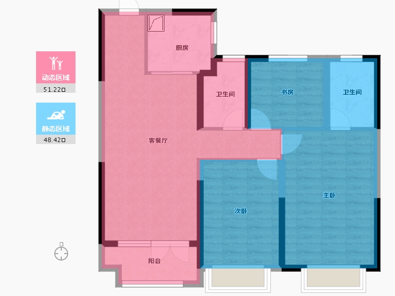 山东省-济宁市-中梁壹号院-88.61-户型库-动静分区