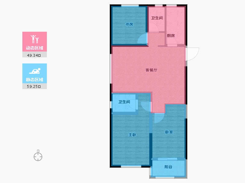 山东省-烟台市-松隽社区阳光城-97.61-户型库-动静分区