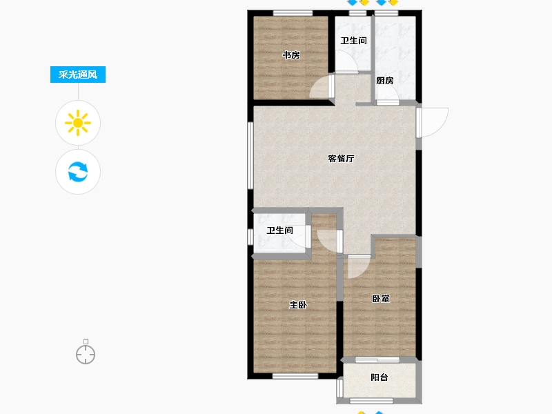 山东省-烟台市-松隽社区阳光城-97.61-户型库-采光通风