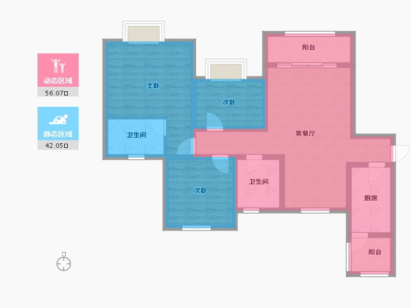 山东省-烟台市-文苑世家-86.20-户型库-动静分区