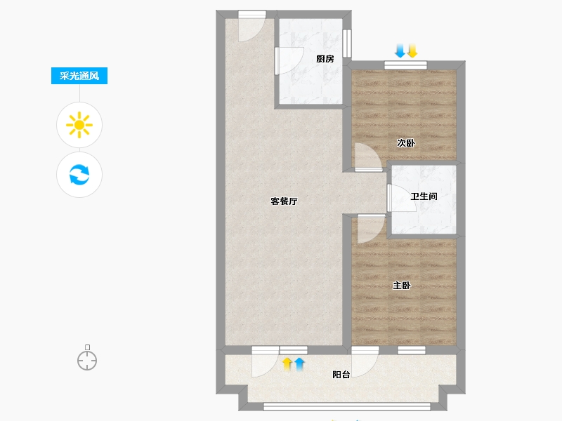 辽宁省-葫芦岛市-恒泰时间海-69.20-户型库-采光通风