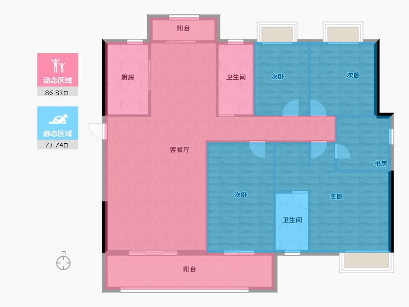 湖北省-黄石市-恒泰花园-147.80-户型库-动静分区