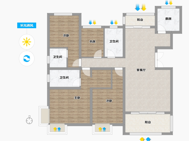 河南省-焦作市-中原·九鼎毓秀-120.20-户型库-采光通风