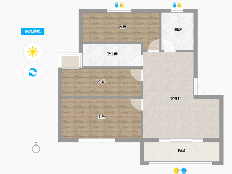 山东省-济宁市-银河佳苑-76.00-户型库-采光通风