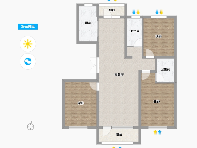 辽宁省-营口市-御景公馆-94.35-户型库-采光通风