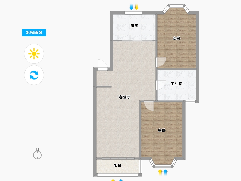 江苏省-苏州市-湖滨花园-84.00-户型库-采光通风