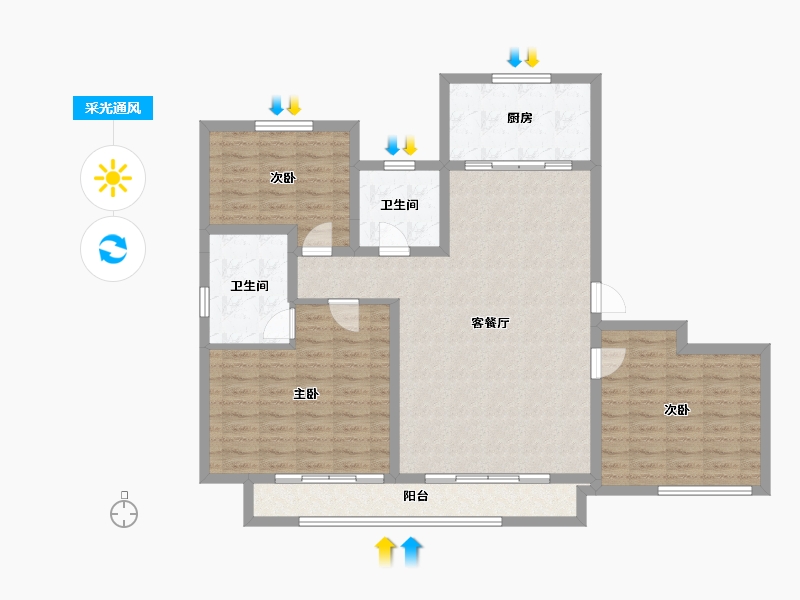 山东省-济宁市-绿城·诚园-112.10-户型库-采光通风