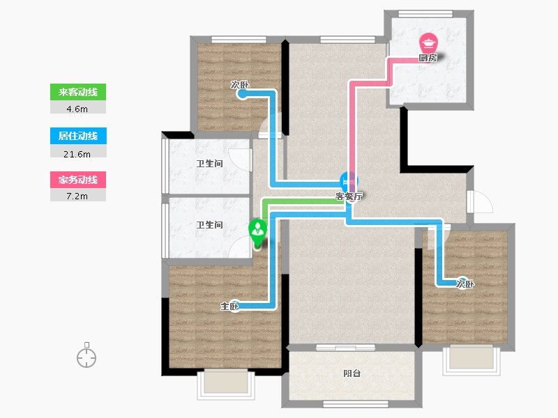 山东省-烟台市-恒隆凯旋9号-111.45-户型库-动静线