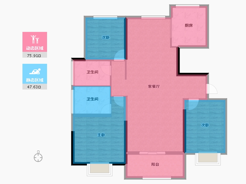 山东省-烟台市-恒隆凯旋9号-111.45-户型库-动静分区