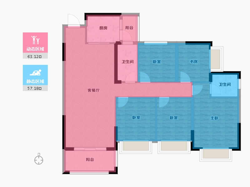 广西壮族自治区-贺州市-江湾幸福里-108.09-户型库-动静分区