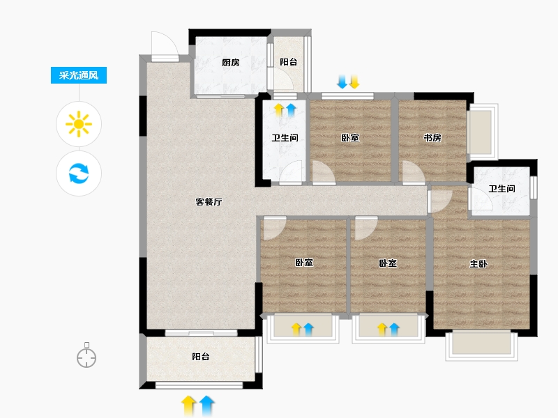 广西壮族自治区-贺州市-江湾幸福里-108.09-户型库-采光通风