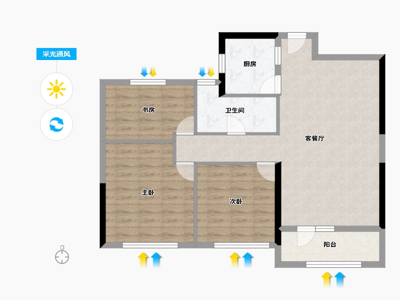 山东省-济宁市-金色兰庭香堤-86.95-户型库-采光通风