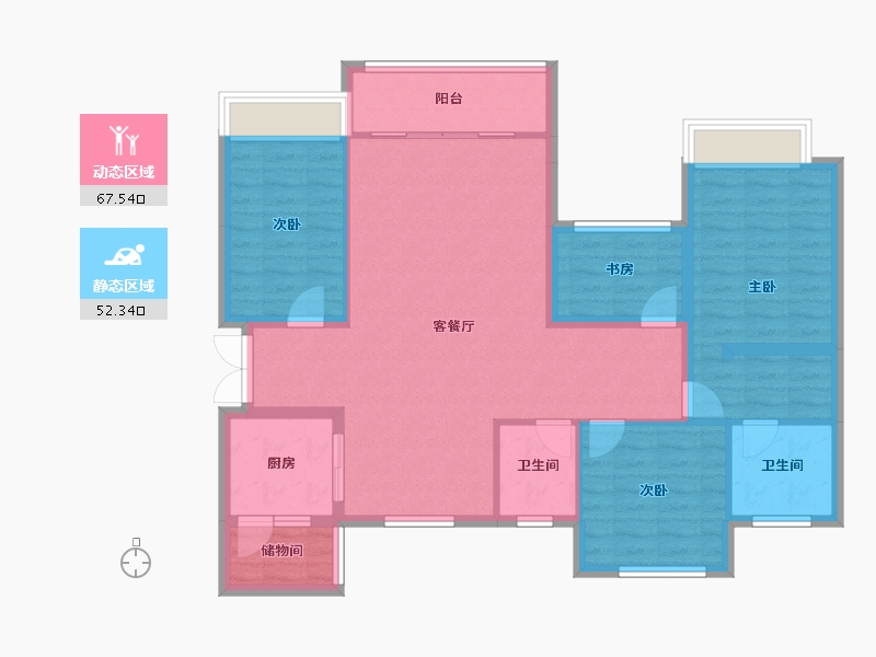 贵州省-黔东南苗族侗族自治州-学府人家-108.01-户型库-动静分区