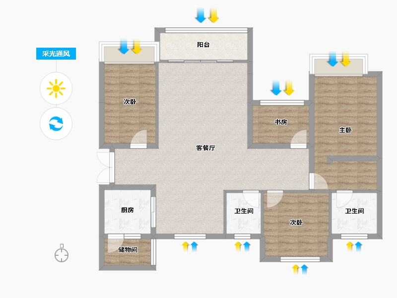 贵州省-黔东南苗族侗族自治州-学府人家-108.01-户型库-采光通风