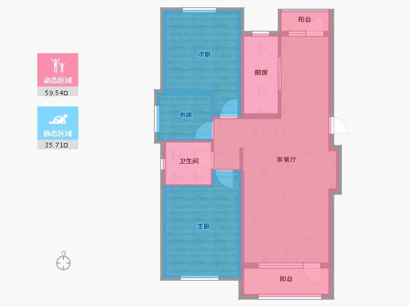 辽宁省-营口市-御景公馆-85.07-户型库-动静分区