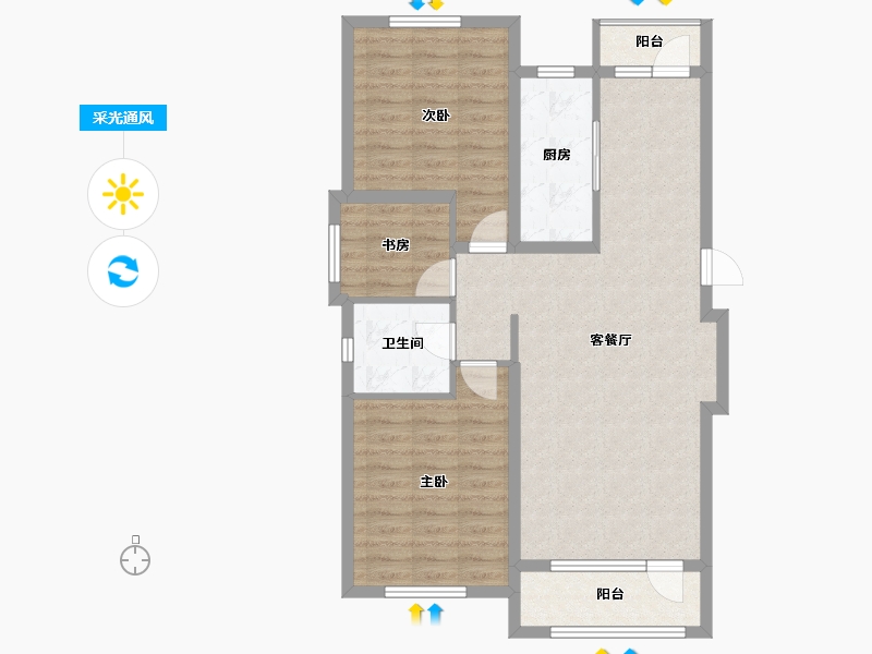 辽宁省-营口市-御景公馆-85.07-户型库-采光通风