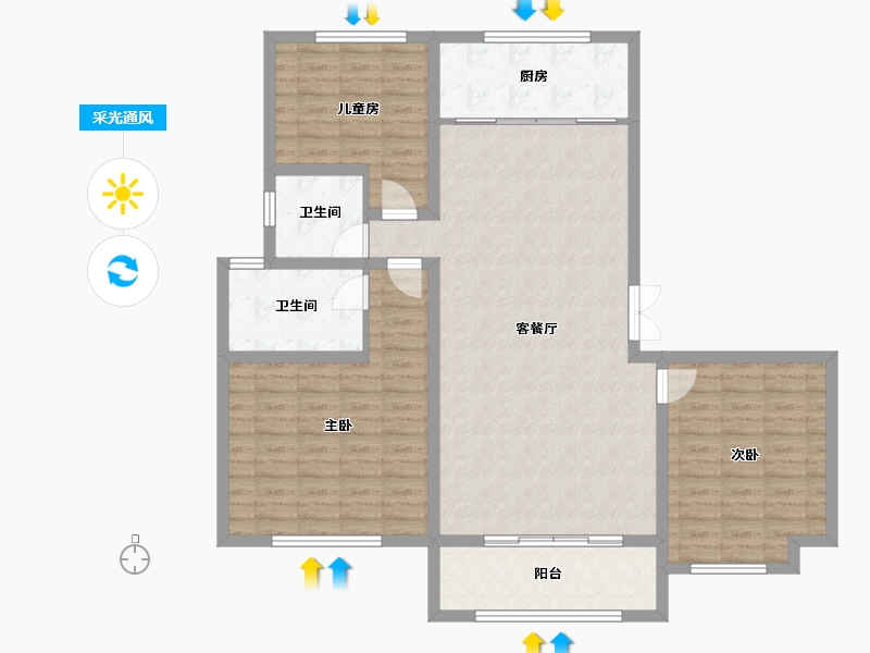 山东省-济宁市-泗水立国如意花园小区-118.71-户型库-采光通风