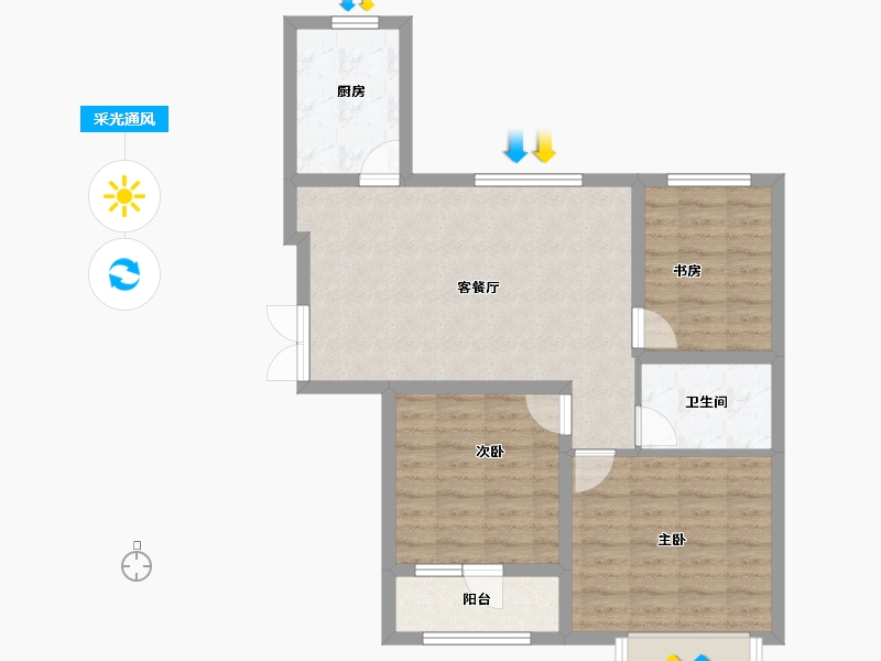 山东省-济宁市-瑞马意墅-74.33-户型库-采光通风