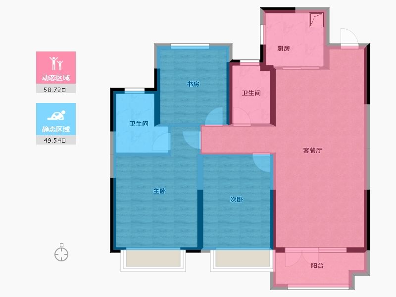 山东省-济宁市-中梁壹号院-96.61-户型库-动静分区