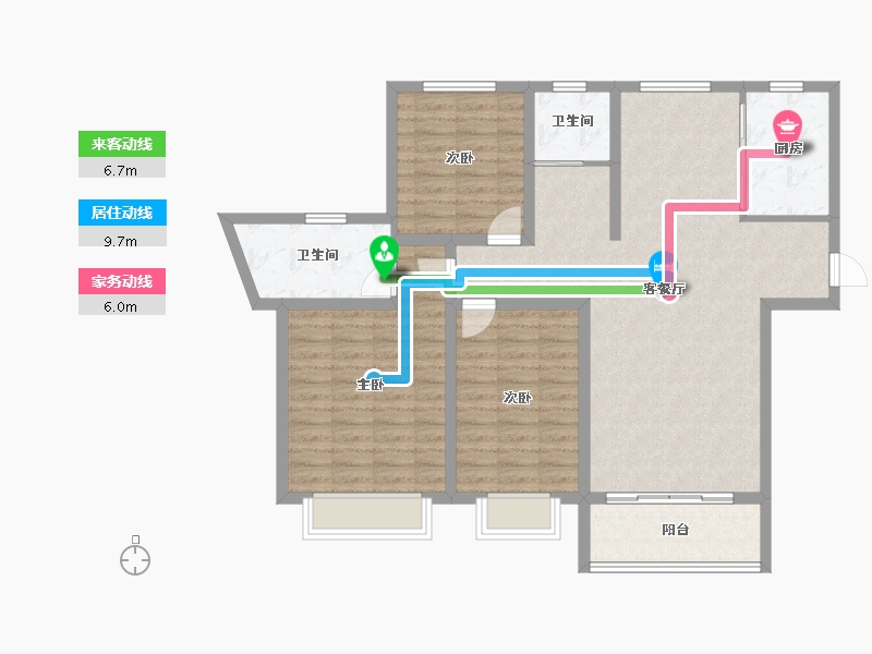 河南省-洛阳市-美景麓园-105.14-户型库-动静线